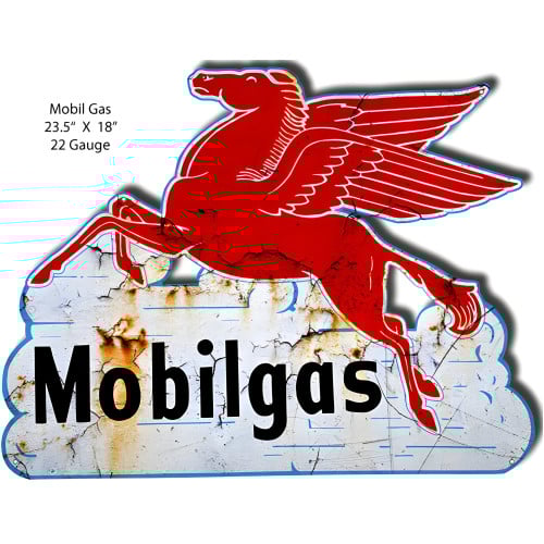 Vintage Mobilgas Pegasus Metal Sign - 18" x 23.5"