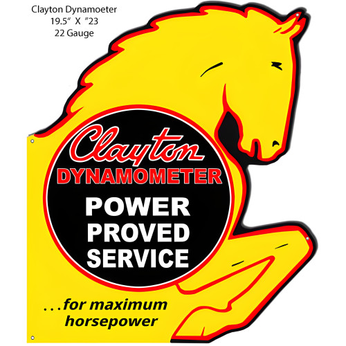 Clayton Dynamometer Reproduction Metal Sign - 19.5" x 23"