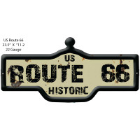 US Historic Route 66 Vintage Laser Cut Out Metal Sign - 23.5" x 11.2"