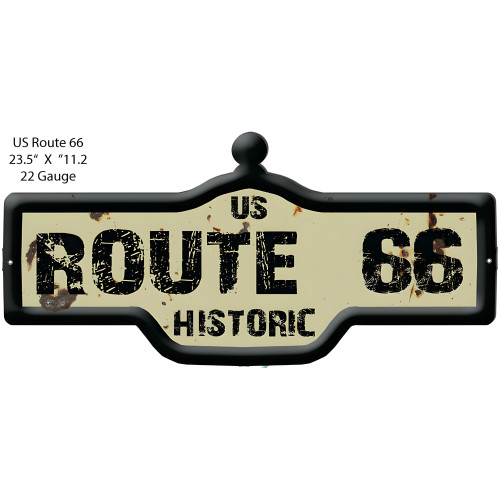 US Historic Route 66 Vintage Laser Cut Out Metal Sign - 23.5" x 11.2"