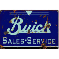 Buick Sales And Service Gas Station Metal Sign - 12" x 18"