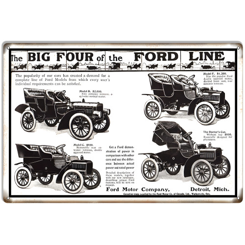 The Ford Line Big Four Metal Sign - 12" x 18"