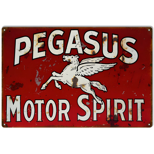 Pegusus Motor Spirit Metal Sign - 12" x 18"