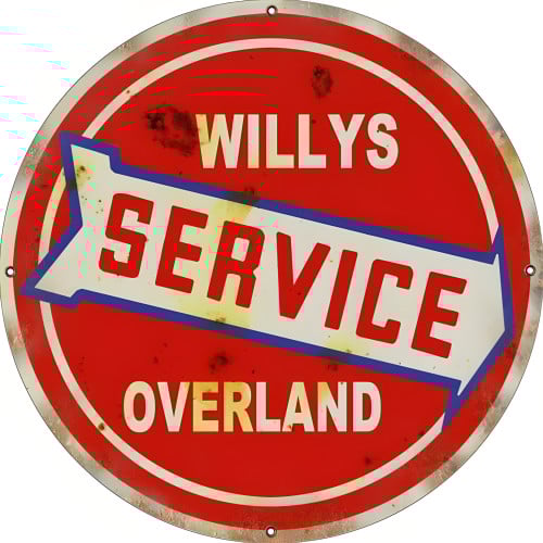 Willy's Service Overland Metal Sign - 30" Round