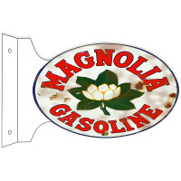 Magnolia Gasoline Double Sided Flange Metal Sign - 12" x 18"