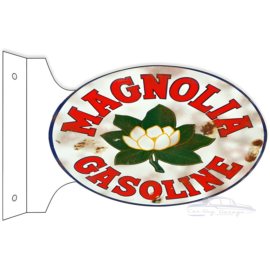 Magnolia Gasoline Double Sided Flange Metal Sign - 12" x 18" Magnolia Gasoline Double Sided Flange Metal Sign - 12" x 18"