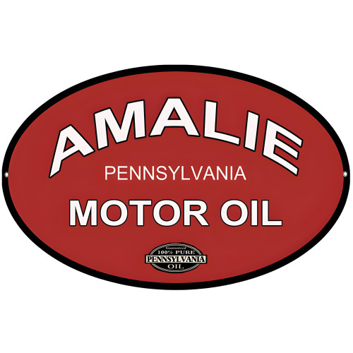 Amalie Motor Oil Oval Metal Sign - 9" x 14"