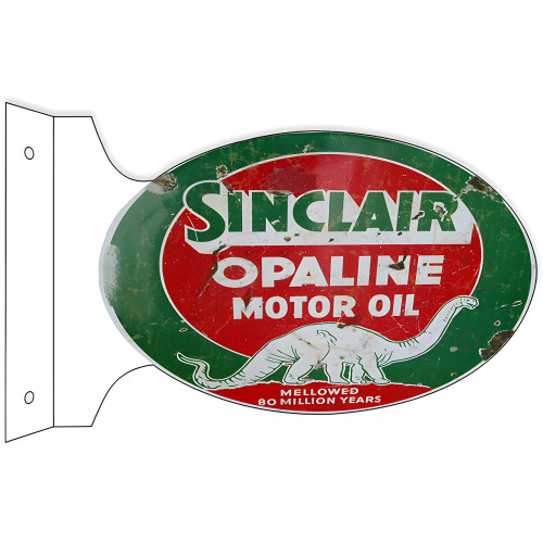 Sinclair Opaline Motor Oil Double Sided Flange Metal Sign - 12" x 18"