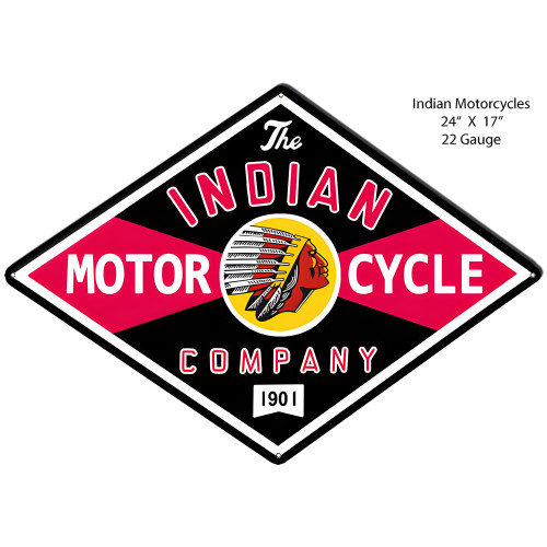 Indian Motorcycle Co. Reproduction Cut Out Garage Metal Sign - 17" x 24"