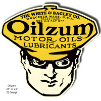 Oilzum Yellow Hat Motor Oil Metal Sign - 23" x 24"