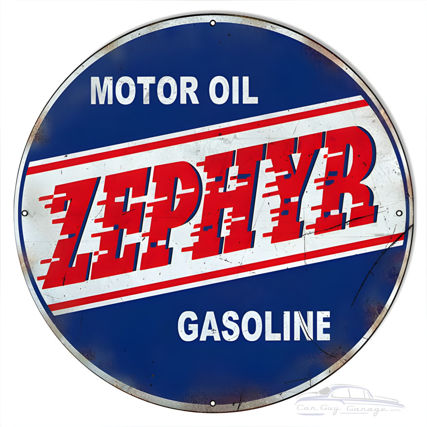 Zephyr Motor Oil Metal Sign - 24" Round Zephyr Motor Oil Metal Sign - 24" Round