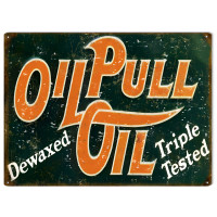 Triple Tested Oil Pull Gasoline Station Metal Sign - 9" x 12"