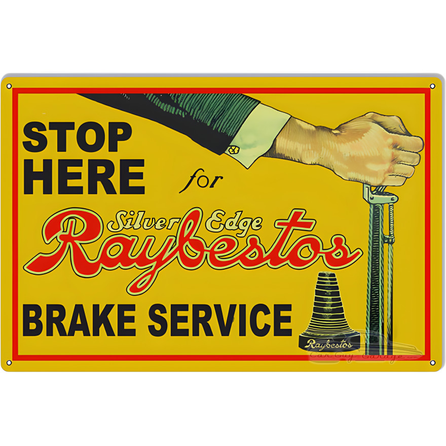 Silver Edge Raybestos Brake Service Gas Station Metal Sign - 12" x 18" Silver Edge Raybestos Brake Service Gas Station Metal Sign - 12" x 18"