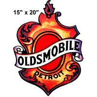 Oldsmobile Detroit Badge Shaped Metal Sign - 15" x 20"
