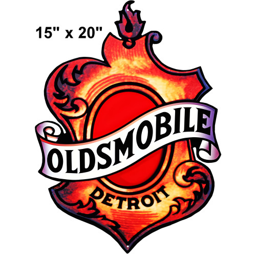 Oldsmobile Detroit Badge Shaped Metal Sign - 15" x 20"