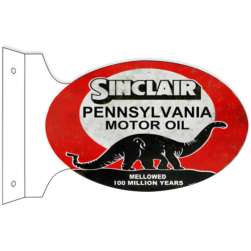 Sinclair Pennsylvania Motor Oil Double Sided Flange Metal Sign - 12" x 18"