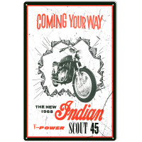1968 Indian Scout 45 Motorcycle Reproduction Metal Sign - 12" x 18"