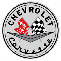 Chevrolet Corvette Reproduction Garage Metal Sign - 18" Round