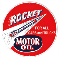 Rocket Motor Oils Metal Sign - 18" Round