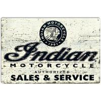 Indian Motorcycle Sales and Service Metal Sign - 12" x 18"