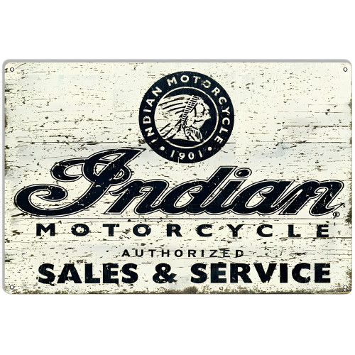 Indian Motorcycle Sales and Service Metal Sign - 12" x 18"