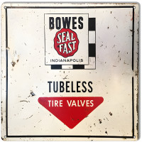 Bowes Tubeless Tire Valves Gas Station Metal Sign - 12" x 12"