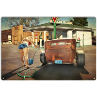 Rat Rod Getting Cleaned Up Metal Sign - 12" x 18"