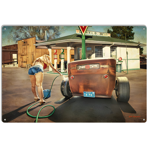 Rat Rod Getting Cleaned Up Metal Sign - 12" x 18"