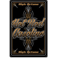 Hot Rod Gasoline Garage Shop Man Cave Metal Sign - 16" x 24"