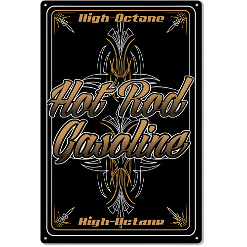 Hot Rod Gasoline Garage Shop Man Cave Metal Sign - 16" x 24"