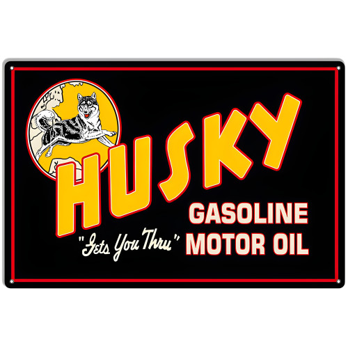 Husky Gasoline And Motor Oil Reproduction Metal Sign - 18" x 30"