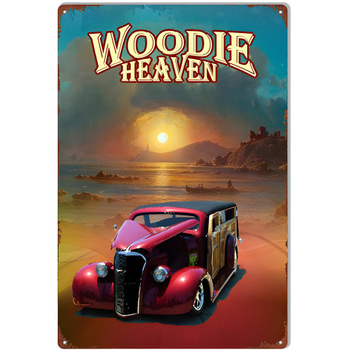 Reproduction Woodie Heaven Metal Sign - 12" x 18"