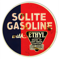 Solite Gasoline Motor Oil Metal Sign - 14" Round