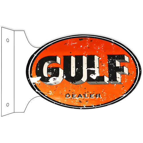 Gulf Double Sided Flange Metal Sign - 12" x 18"