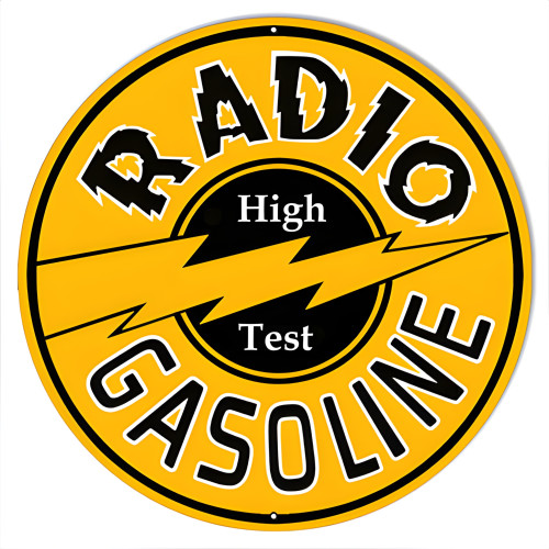 Radio Gasoline Reproduction Motor Oil Metal Sign - 19" Round