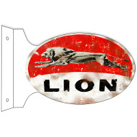 Lion Motor Oil Double Sided Flange Metal Sign - 12" x 18"