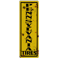Pennsylvania Tires Gas Station Metal Sign - 6" x 18"