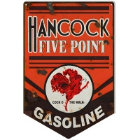Hancock Five Point Gasoline Motor Oil Metal Sign - 12" x 18"