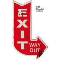 Aged Looking Right Exit Way Out Metal Sign - 15" x 23"