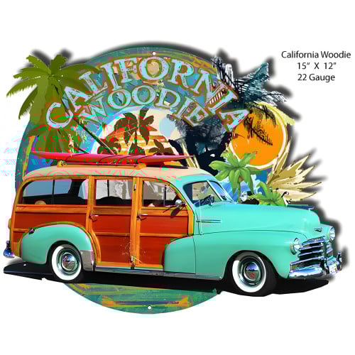 California Woodie Metal Sign - 12" x 15"