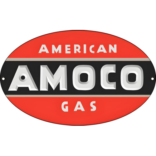 American AMOCO Gas Metal Sign - 11" x 18"