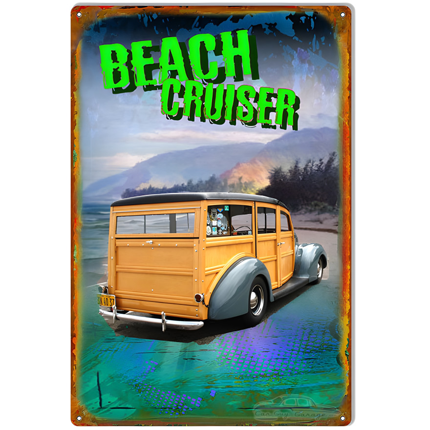 Woodie Beach Cruiser Metal Sign - 12" x 18" Woodie Beach Cruiser Metal Sign - 12" x 18"