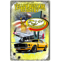 Yellow Mustang Statue Of Liberty Metal Sign - 12" x 18"