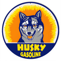 Husky Motor Oil Gasoline Station Metal Sign - 14" Round
