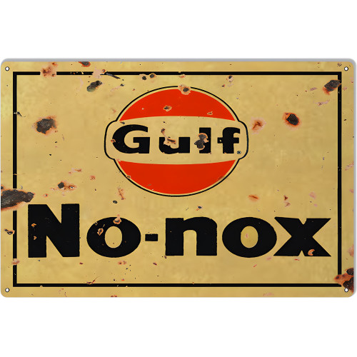 No-Nox Gulf Motor Oil Metal Sign - 12" x 18"