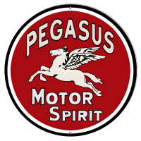 Large Pegasus Spirit Motor Oil Metal Sign - 18" Round
