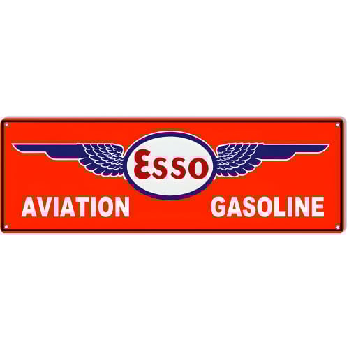 Aviation Gasoline ESSO Motor Oil Metal Sign - 8" x 24"
