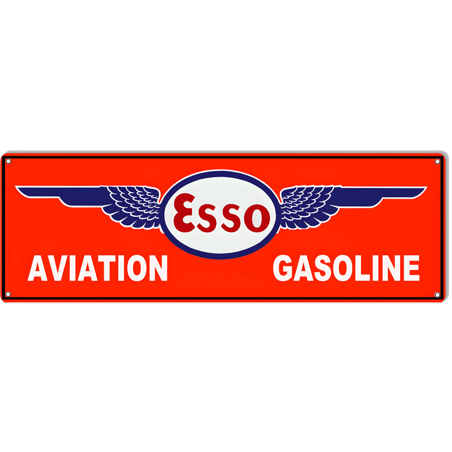 Aviation Gasoline ESSO Motor Oil Metal Sign - 8" x 24" Aviation Gasoline ESSO Motor Oil Metal Sign - 8" x 24"