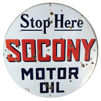 Socony Motor Oil Metal Sign - 24" round