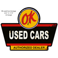 OK Used Cars Vintage Reproduction Metal Sign - 23.5" x 17.9"